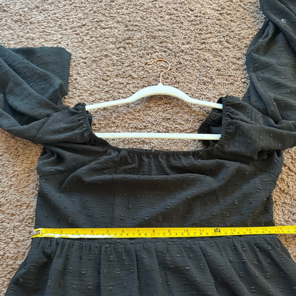 Hyfve Black Puff Sleeve Midi Dress Square Neck On Off Shoulder M - Picture 11 of 11